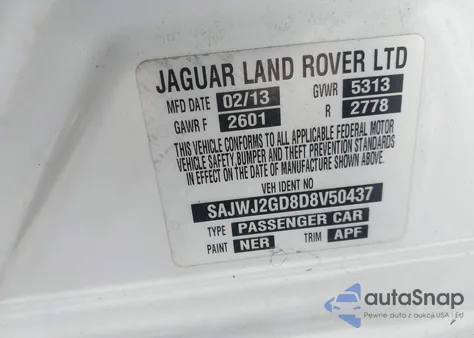 2013 Jaguar Xj Xjl Portfolio из США, поврежденный, VIN SAJWJ2GD8D8V50437